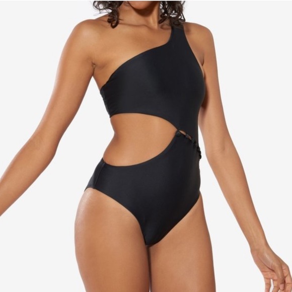 Red Carter Black One Piece Swimsuit one shoulder asymmetrical size L - Picture 3 of 6